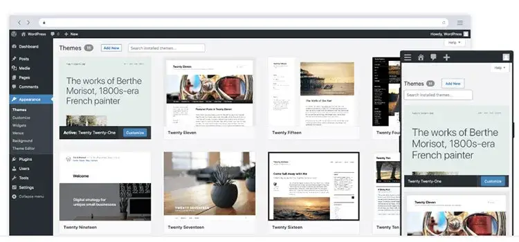 Przykłady stron WordPress z różnymi motywami